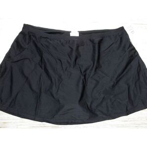 1025 Island escape womens solid simple swim skirt skirtini BLACK sz 18W nwt